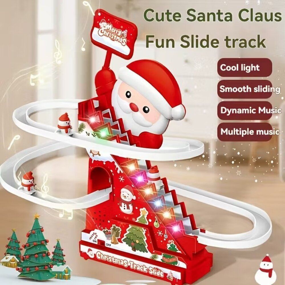 Festive Interactive Electric Building Track Set with Musical & Moving Santa